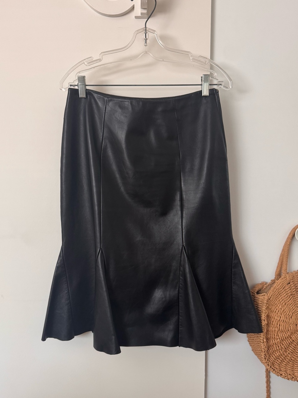 Danier Black Leather A-Line Flare Skirt